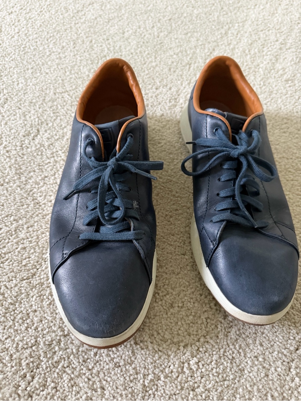 Cole Haan Men's Navy Leather Sneakers with Tan Lining